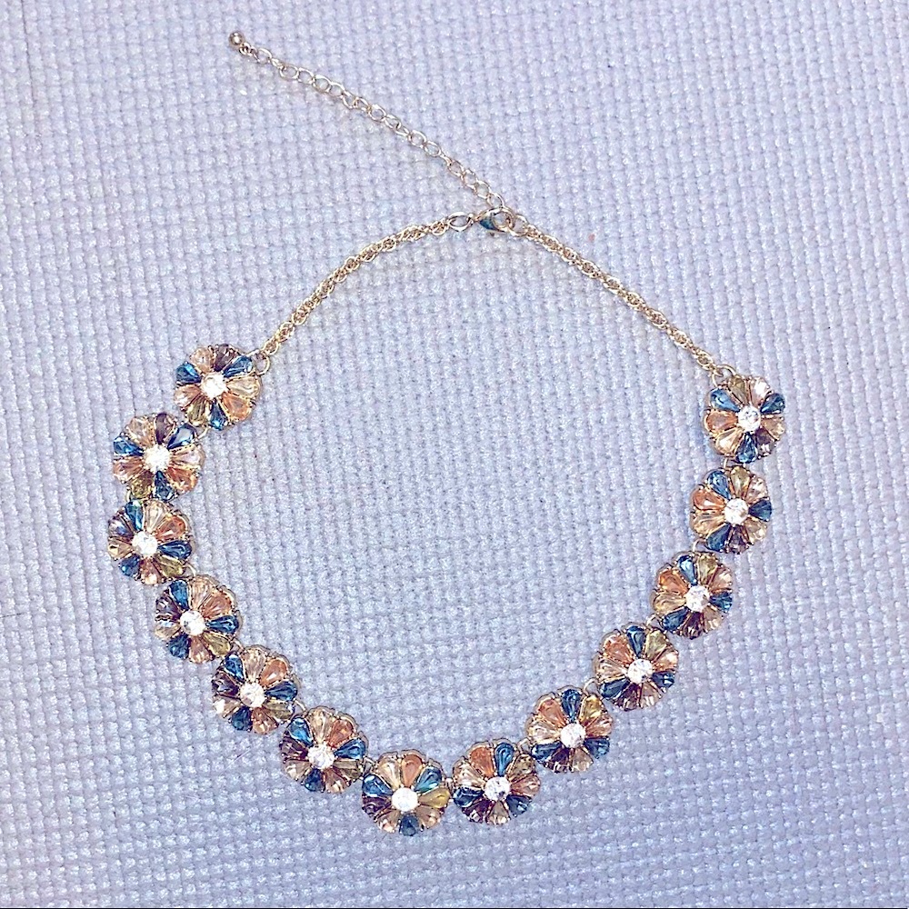 Multicolor Gold Chain Statement Necklace